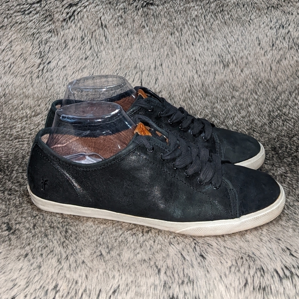 Frye Ivy Low Lace Leather Sneaker Black Women's 10